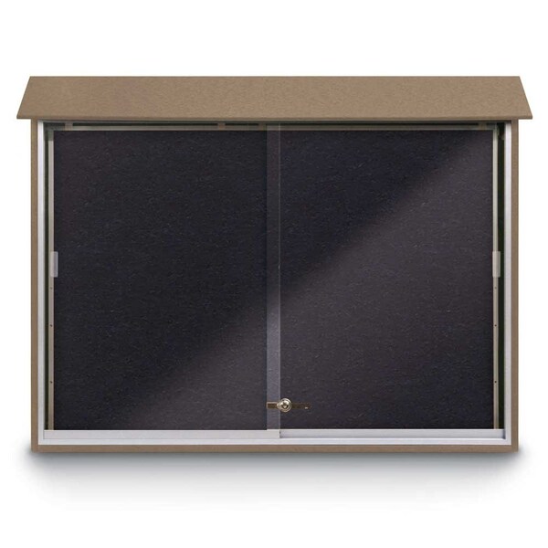 Outdoor Enclosed Combo Board, 72"x36", Satin Frame/White Porc & Amethyst